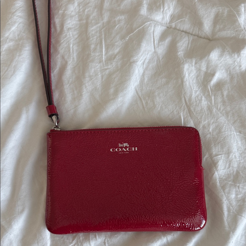 NWOT Coach Cherry Red Leather Wristlet